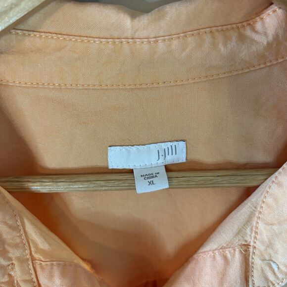 J. Jill Light Orange Button Up Top Roll Tab Sleeve Tunic Shirt Womens Sz XL - Picture 4 of 8